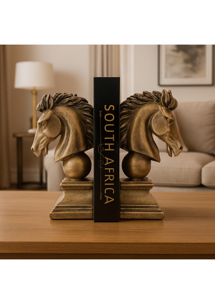 Dekoratif 2'li At Kitap Tutucu - Gold fırsatları