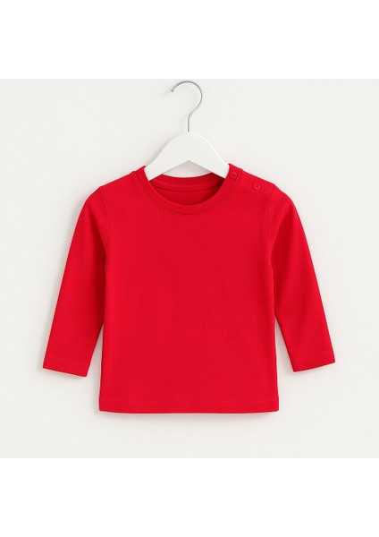 Uzun Kollu Basic Bebek Tişört & Bluz Omuzdan Çıtçıtlı