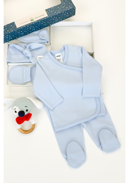 Erkek Bebek 5'li Hastane Çıkış Seti %100 Pamuk