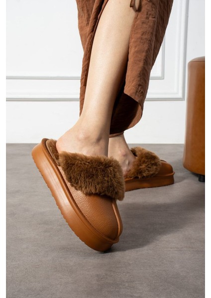 Içi Tüylü Dışı Eva Su Geçirmez Kaymaz Taban Önü Kapalı Ev Terliği Kışlık Terlik