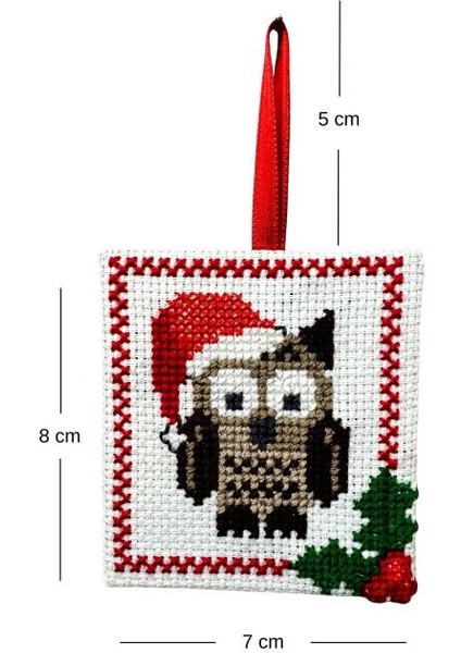 7597 El Yapımı Kanaviçe Işlemeli Baykuş Temalı Yılbaşı Süsü fiyatları