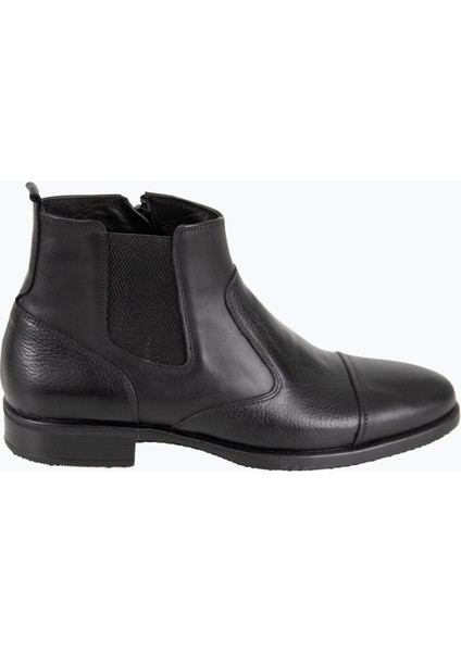 Erkek Bot Chelsea Fermuarlı Hakiki Deri Rahat Eva Taban Siyah