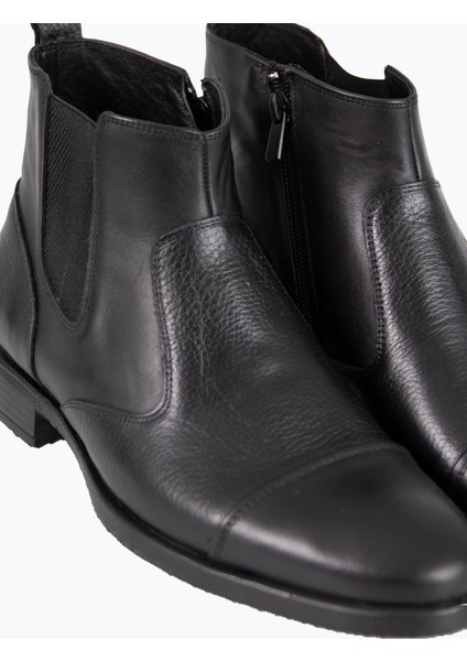 Erkek Bot Chelsea Fermuarlı Hakiki Deri Rahat Eva Taban Siyah modelleri