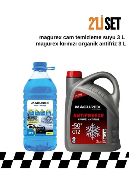 Kırmızı Organik Antifriz 3l + Kışlık Cam Temizleme Suyu 3l Seti -30°c Koruma