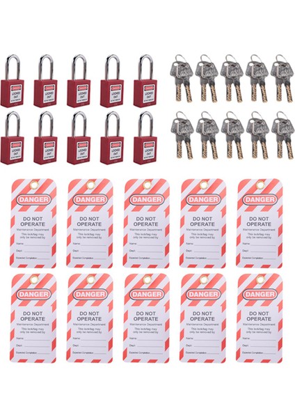 10 Kırmızı Kilitli Etiketli Kilitler ve 10 Kilitli Etiketli Etiket, Farklı Anahtarlı, Uyumlu Güvenlik Kilitleri (Kırmızı, Farklı Anahtarlı) (Yurt Dışından) modelleri