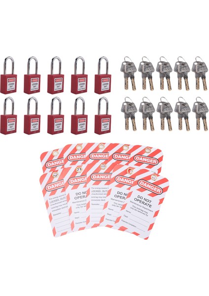 10 Kırmızı Kilitli Etiketli Kilitler ve 10 Kilitli Etiketli Etiket, Farklı Anahtarlı, Uyumlu Güvenlik Kilitleri (Kırmızı, Farklı Anahtarlı) (Yurt Dışından) fırsatları
