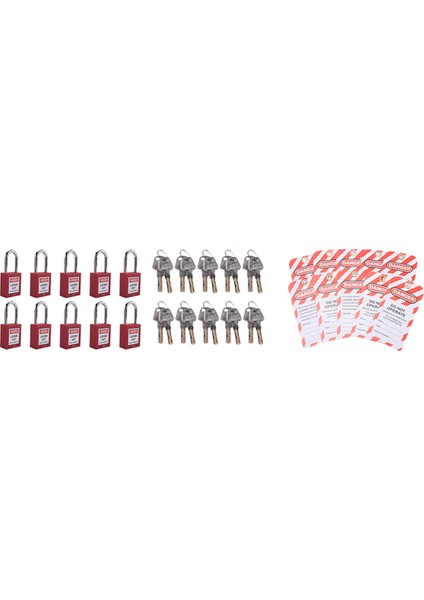 10 Kırmızı Kilitli Etiketli Kilitler ve 10 Kilitli Etiketli Etiket, Farklı Anahtarlı, Uyumlu Güvenlik Kilitleri (Kırmızı, Farklı Anahtarlı) (Yurt Dışından) indirimleri