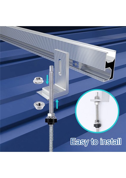 Askı Cıvataları, M10 x 200 Mm, Önceden Monte Edilmiş, V2A, Yüksekliği Ayarlanabilir, Fotovoltaik Güneş Enerjisi Montajlı Çatılar Için, 8'li Paket (Yurt Dışından) indirimleri