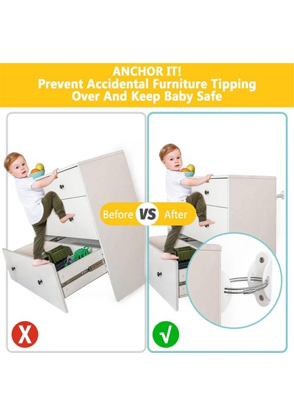 Bebek Güvenliği Için Mobilya Dübelleri (6'lı Paket), Devrilmeye Karşı Dayanıklı Mobilya Dübelleri, Deprem Kayışları, 400 Lbs'ye Dayanıklı, Siyah (Yurt Dışından) modelleri