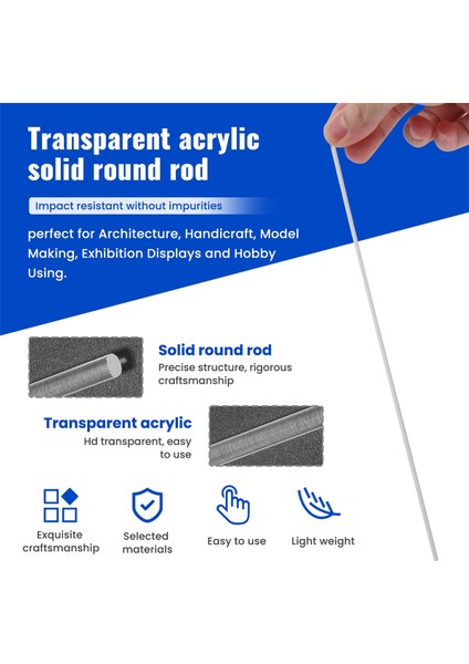 3MMX250MM Yuvarlak Şekil Katı Akrilik Çubuk Pmma Ekstrüde Çubuk Şeffaf 2 Adet (Yurt Dışından) fırsatları
