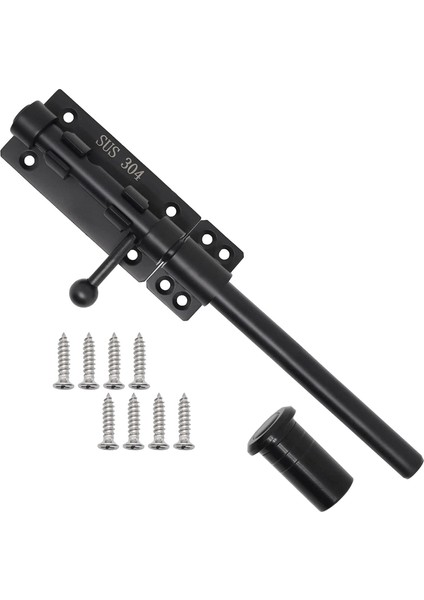 Ağır Hizmet Tipi Sürgülü Sürgülü Kapı Mandalı, Asma Kilit, Yatay Sürgülü Sürgülü Zemin Mandalı Donanımı ve Kilitlenebilir (Siyah, 10 Inç) (Yurt Dışından)