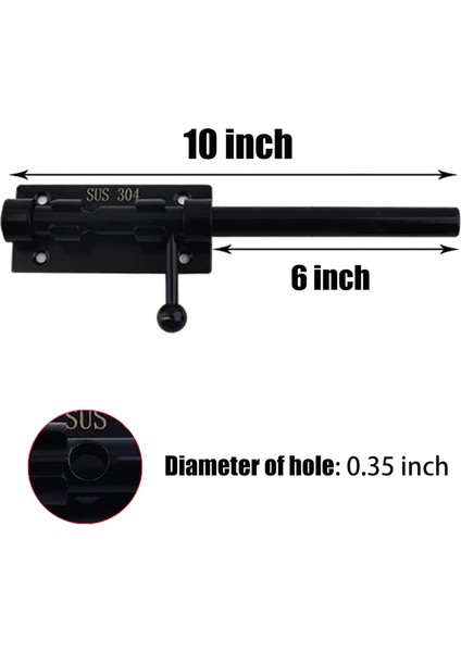 Ağır Hizmet Tipi Sürgülü Sürgülü Kapı Mandalı, Asma Kilit, Yatay Sürgülü Sürgülü Zemin Mandalı Donanımı ve Kilitlenebilir (Siyah, 10 Inç) (Yurt Dışından) fırsatları