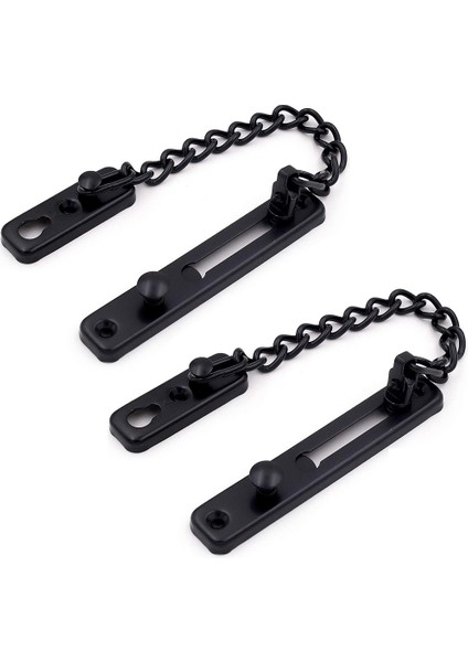 2'li Paket Kapı Zincir Kilidi, Paslanmaz Çelik Güvenlik Zincir Koruyucu, Vidalı Cilalı Kapı Mandalı, Siyah (Yurt Dışından)