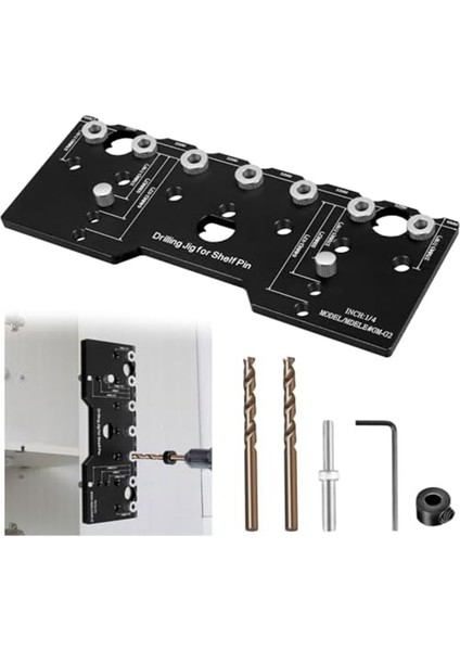 Raf Pimi Şablonu 1/4 Inç Alüminyum Alaşımlı Raf Pimi Kılavuzu Hassas Dolap Montaj Şablonu Şablonu Raf Pimi Delme Şablonu (Yurt Dışından)