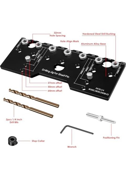 Raf Pimi Şablonu 1/4 Inç Alüminyum Alaşımlı Raf Pimi Kılavuzu Hassas Dolap Montaj Şablonu Şablonu Raf Pimi Delme Şablonu (Yurt Dışından) fiyatları