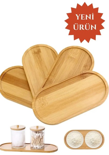 Bambu Oval Sunum ve Servis Tepsisi Ahşap Tepsi Yağdanlık Altlığı