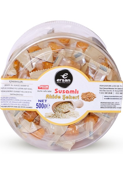 Susamlı Akide Şekeri Asetat Kutulu - 500 gr fiyatları