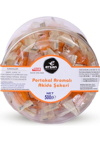 Portakal Aromalı Akide Şekeri Asetat Kutulu - 500 gr fiyatları