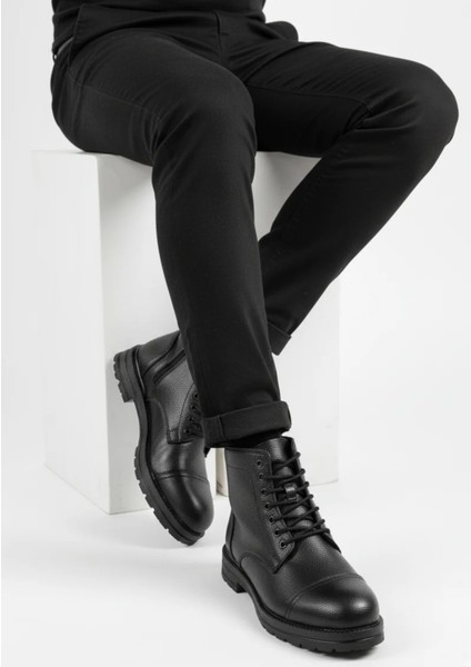 Erkek Kürklü Suni Deri Bağcıklı Askeri Postal Bot – Siyah/kahve/taba – 40-44 modelleri