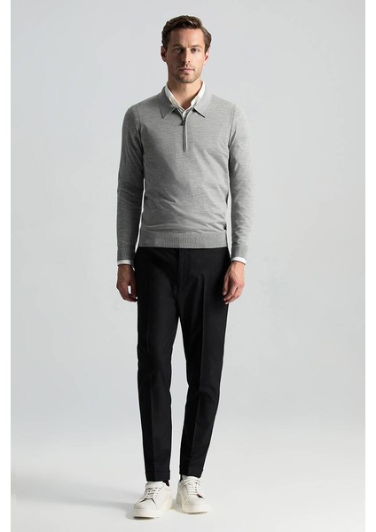 Beli Bağcıklı Siyah Yün Chino Jogger Pantolon fiyatları