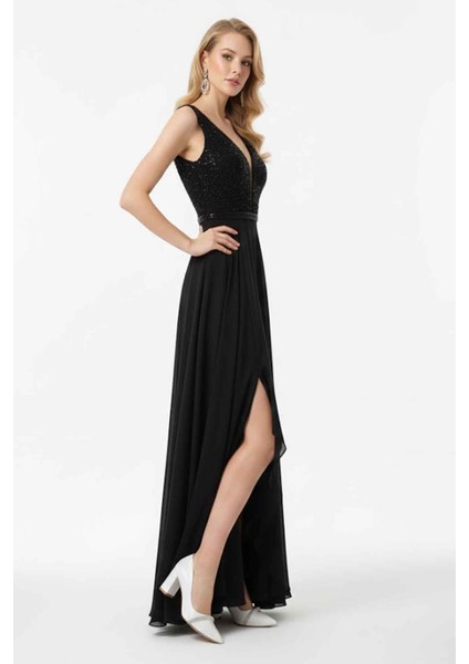 Parlak Kalın Topuklu Önü Taş Detaylı Abiye Gelin Kadın Ayakkabısı