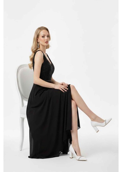 Parlak Kalın Topuklu Önü Taş Detaylı Abiye Gelin Kadın Ayakkabısı modelleri