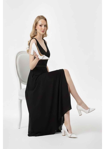 Parlak Kalın Topuklu Önü Taş Detaylı Abiye Gelin Kadın Ayakkabısı indirimleri