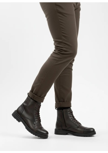 Erkek Kürklü Suni Deri Bağcıklı Askeri Postal Bot – Siyah/kahve/taba – 40-44