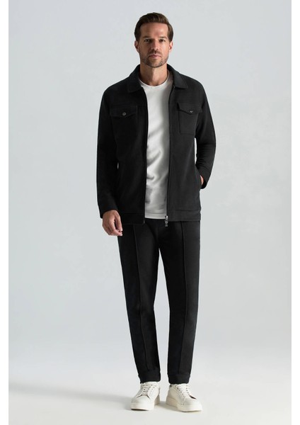 Saf Pamuk Metal Düğmeli Siyah Spor Ceket fiyatları