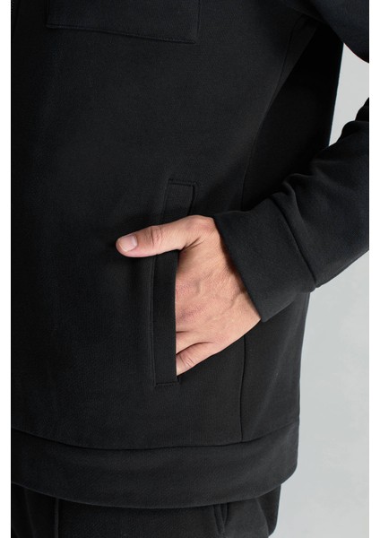 Saf Pamuk Metal Düğmeli Siyah Spor Ceket modelleri