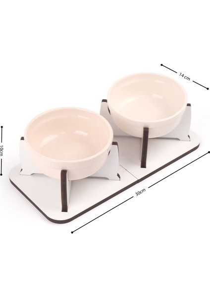 Ahşap Ayrılabilir Tabanlı 2'li Mama ve Su Kabı modelleri