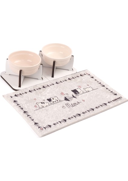 Ahşap Ayrılabilir Tabanlı 2'li Mama ve Su Kabı fırsatları