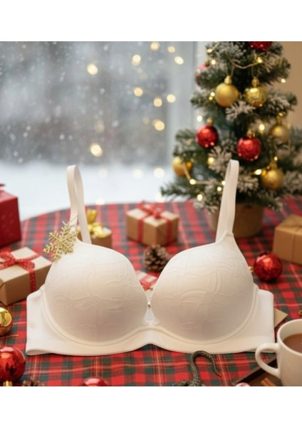 Beyaz Dantel Desenli Destekli Sütyen