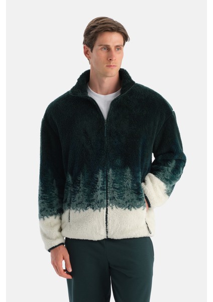 Erkek Orman Baskılı Polar Sweatshırt