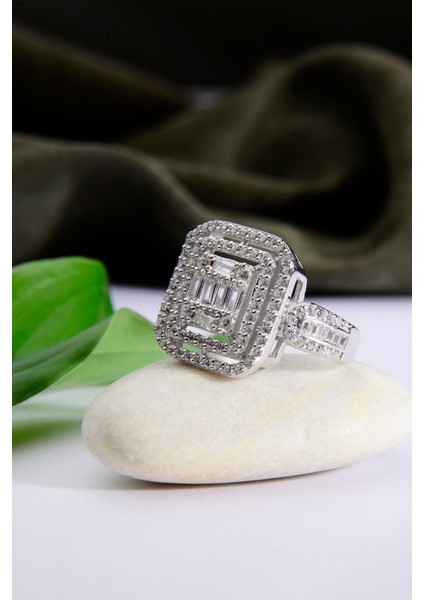 925 Ayar Gümüş Büyük Kare Baget Yüzük