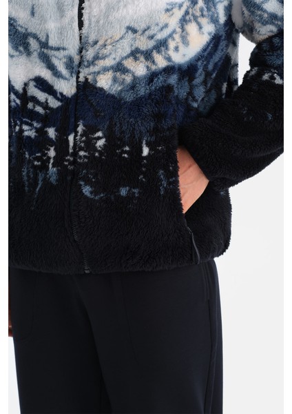 Erkek Dağ Baskılı Polar Sweatshırt