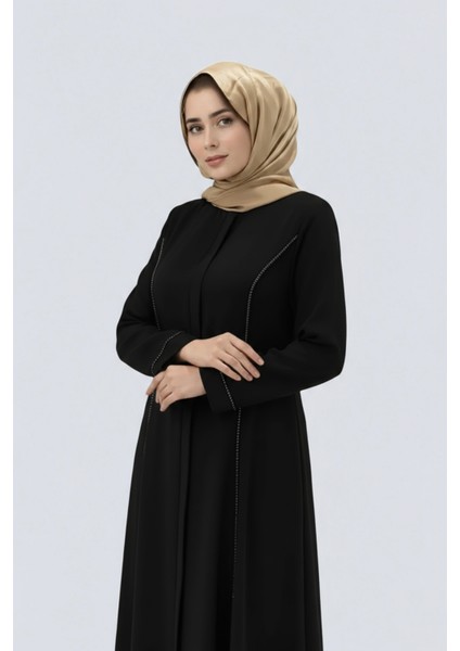 Taşlı Ferace Şık ve Rahat Tesettür Dış Giyim indirimleri