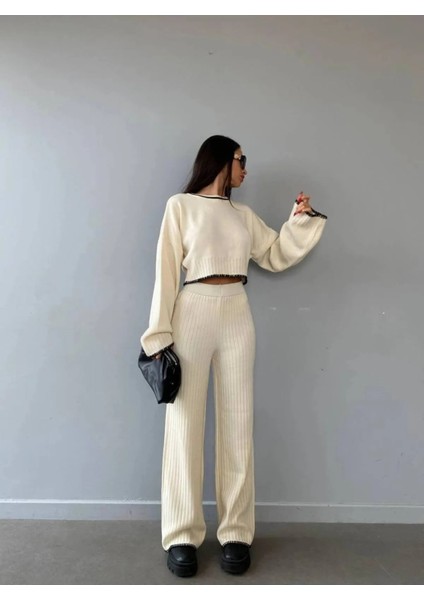 Kadın Ekru Triko Ikili Takım - Ekru modelleri