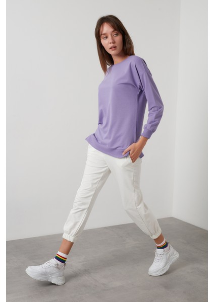 Pamuklu Regular Fit Bisiklet Yaka Basic Sweat Bayan Sweat 5863569