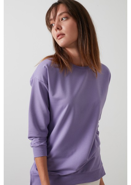 Pamuklu Regular Fit Bisiklet Yaka Basic Sweat Bayan Sweat 5863569 modelleri