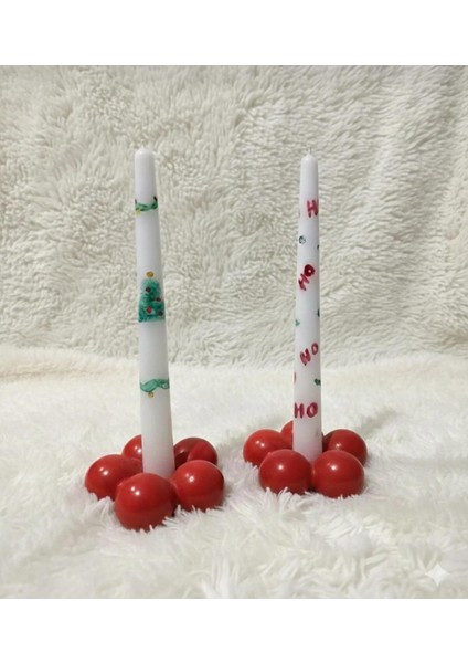 Çiçek Şamdan Taş Tozu Noel Temalı 2'li Mumlar Dahil modelleri