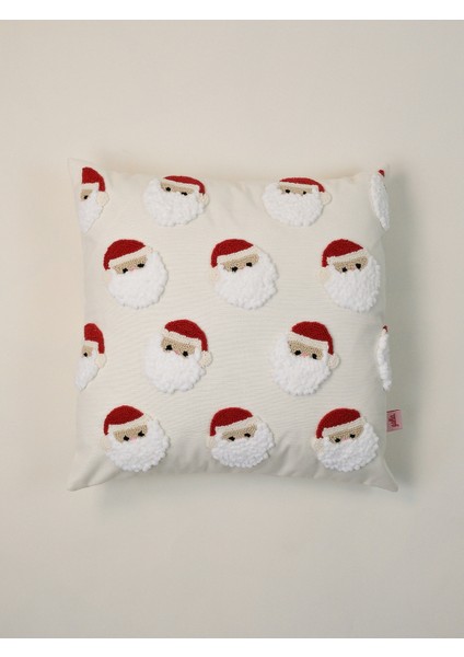Santa Crowd Mini - Yılbaşı Serisi Noel Baba Yüz Kadife Punch Kırlent Kılıfı