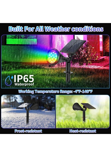 Güneş Enerjili 7 Renkli Rgb Spot Lamba su Geçirmez bahçe Ağaç Peyzaj Aydınlatma enerji Tasarruflu
