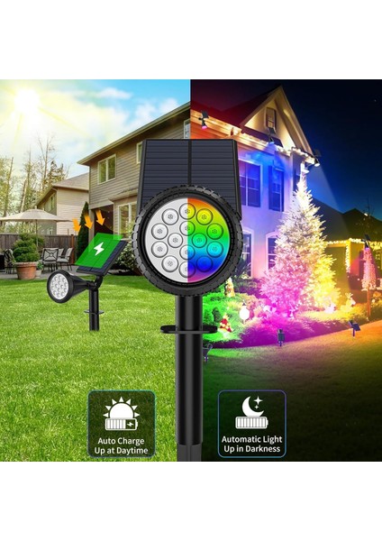 Güneş Enerjili 7 Renkli Rgb Spot Lamba su Geçirmez bahçe Ağaç Peyzaj Aydınlatma enerji Tasarruflu
