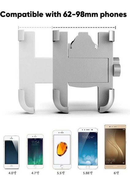 Buğz Alüminyum Gövdeli Metal Gidon Bağlantılı Motosiklet Telefon Tutucu 7 Inç Xl