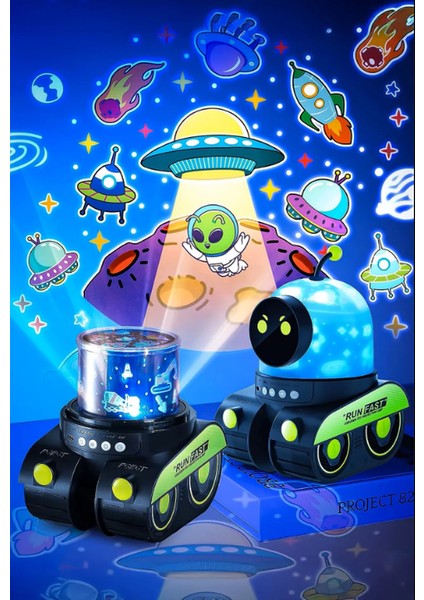 Tavşan Figürlü Dönen Işıklı Müzikli Gece Lambası Çocuk Odası Dekoru