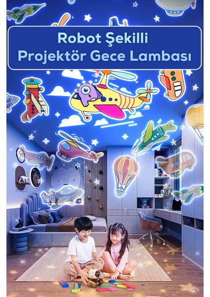 Tavşan Figürlü Dönen Işıklı Müzikli Gece Lambası Çocuk Odası Dekoru