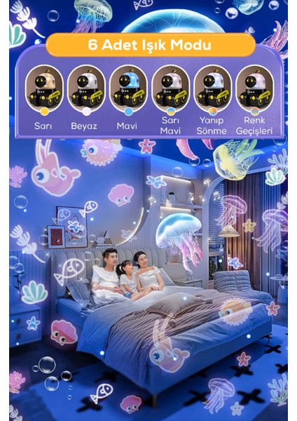 Tavşan Figürlü Dönen Işıklı Müzikli Gece Lambası Çocuk Odası Dekoru