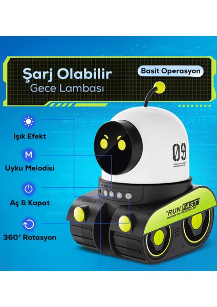 Tavşan Figürlü Dönen Işıklı Müzikli Gece Lambası Çocuk Odası Dekoru