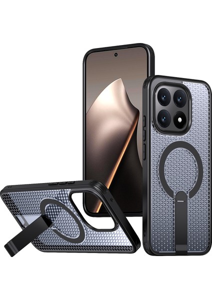 Xiaomi 15T Manyetik Kılıf Destek Standı Izgara Doku Tpu Pc Telefon Arka Kapağı (Yurt Dışından)
